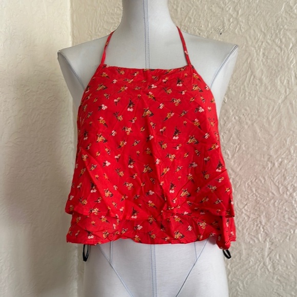 Forever 21 Red Ditsy Floral Strappy Back Cami Tank Top NWT Medium - Picture 7 of 11